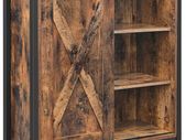 Sideboard, kitchen cabinet with sliding door and adjustable shelf levels, bathroom cabinet, living room, hallway, kitchen, home office, steel frame, industrial style, vintage brown-black