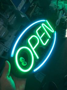 Large OPEN Neon Light Sign Take Away Foods Meats Shop