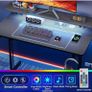 Gaming Desk with LED & Power Outlets, 100 x 50 cm Computer Desk Image 4