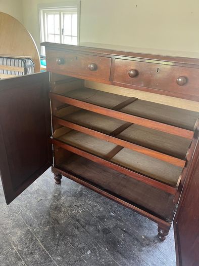 19th Century Mahogany Linen Cupboard / Antique Cabinet