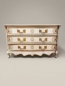 Exquisite Early 20th C. French Serpentine Commode with Gilded Detailing