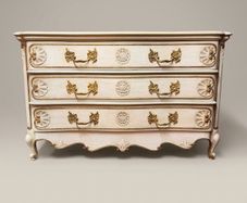 Exquisite Early 20th C. French Serpentine Commode with Gilded Detailing