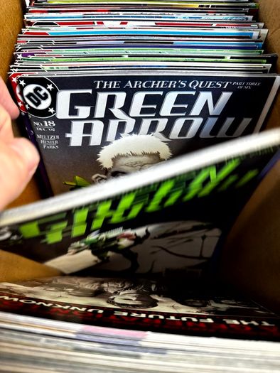 DC, Marvel Long Comic Box w 290 comics for Sale