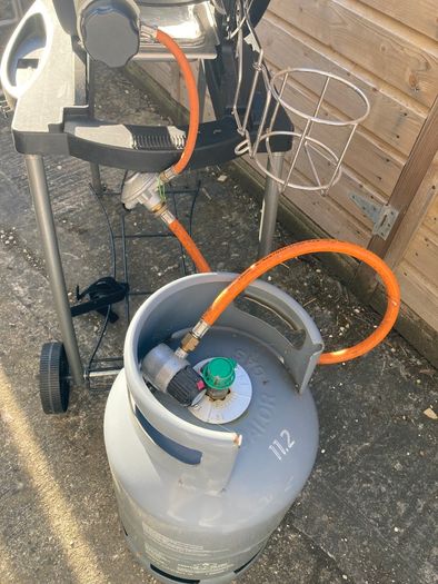 Weber Gas BBQ with barbecue cover cart gas bottle and connector