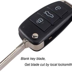 3 Buttons Folding Remote Car Key Fob Case Shell Compatible for Audi A2 A3 A4 A6 A6L A8 Q7 TT S6 Quattro Keyless Entry Key Fob Case Replacement