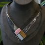 Modern Sterling Silver & Mother-of-Pearl Torque Necklace, 56.5g Image 3