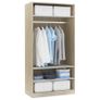 Wardrobe White and Sonoma Oak 100x50x200 cm Chipboard Image 4