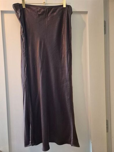 chocolate brown midi skirt