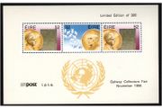 1994 Ireland Galway Collectors Fair November 1994 Exhibition Souvenir overprint on HP 71 (Irish Nobel Prize-winners ) Commemorative Stamp Booklet Pane Mint Never Hinged (MNH)