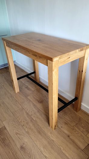 Harvey Norman Oak Breakfast Bar Table + 2 Adjustable Bar Stools