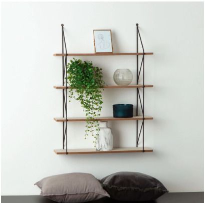 BRAND NEW Wall shelf made of wood and metal 81,4x60x16,8 cm Beige color