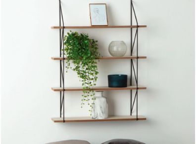 BRAND NEW Wall shelf made of wood and metal 81,4x60x16,8 cm Beige color