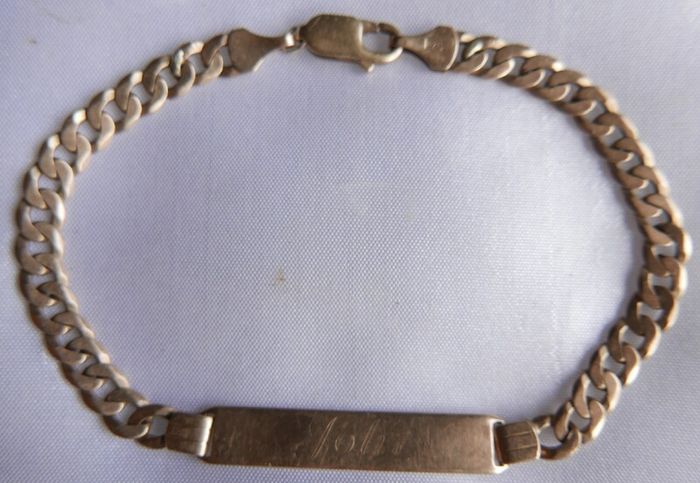 Vintage Solid Gold 9 Ct  Gold  375 Identity Men's Bracelet