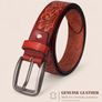 Unisex Genuine Leather Tooled Belt Vintage Floral Western Leather Belt Image 9