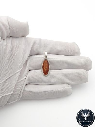 Vintage 925 Sterling Silver And Natural Baltic Amber Pendant