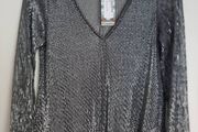 Maternity top (Boohoo) black/silver size 10