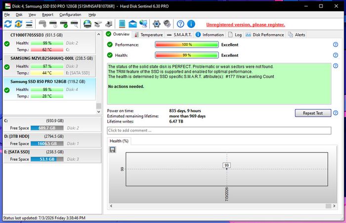 Samsung 850 Pro 2.5inch SataSSD 128GB