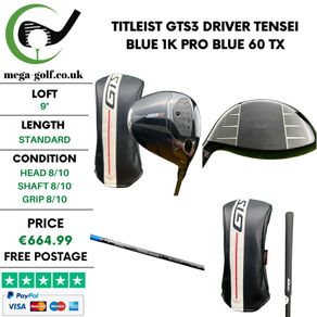 Titleist GTS3 Driver / 9 Degree / Tensei Blue 1K Pro Blue 60 TX