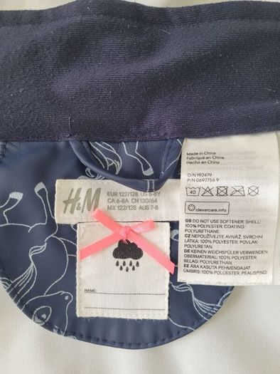 H&M Girl's PU Waterproof Jacket, size: 6-8 years