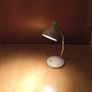 Vintage-style white gooseneck desk lamp with a chrome flexible arm  white Image 3