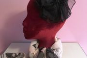 Black Flower Fascinator Hair Clip     or     Large Corsage Style Brooch