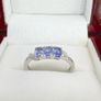 Silver Tanzanite Trilogy Ring in Platinum Overlay Sterling Silver. Image 5