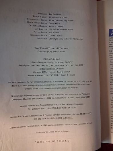 Hilgard's Introduction to Psychology / 1994