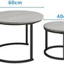 Round Coffee Table, Set of 2 Nesting Table Side Table, for Living Room/Bedroom/Balcony (Grey, Dia 60/40cm) Image 2