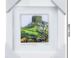 Dalkey Island, Martello Tower, Dublin, 4x4in framed print by artist Helen Mathews