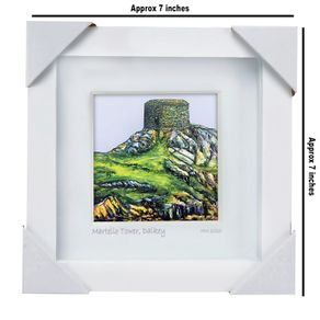 Dalkey Island, Martello Tower, Dublin, 4x4in framed print by artist Helen Mathews