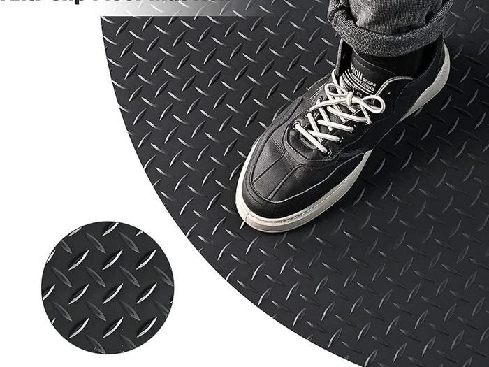 Rubber Garage Floor Mats 1M x 5M / 3.3Ft x 16.4Ft Anti-Slip Diamond Plate Mat 3mm Thick Heavy Duty Commercial Flooring Mat Roll for Under Car, Gym, Garage, Warehouse, Black