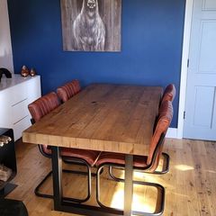 Dining Table and 4 Real Leather Chairs