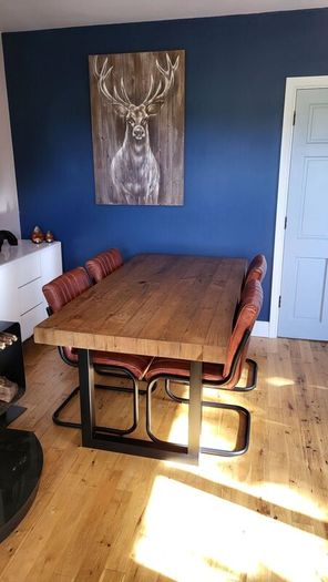 Dining Table and 4 Real Leather Chairs