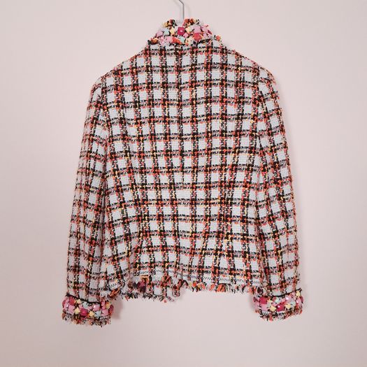 Next Orange White Tweed Jacket Boucle Blazer 10UK/38EU