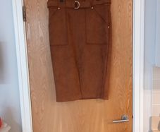 F&F Faux Suede  Tan A-Line Skirt. S. 16. New - No Tag.