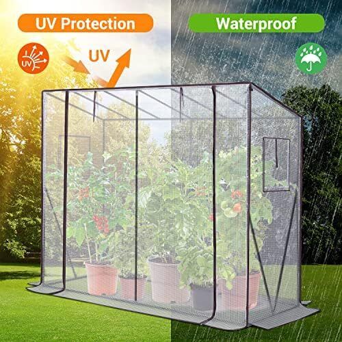 Greenhouse for Outdoors: Portable Green House Heavy Duty with Roll-Up Zippered Door PE Cover, Tall Plastic Greenhouses for Outside Winter Plants Shed for Backyard, White 200x77x170 cm