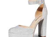 Brand New DREAM PAIRS Block Heel Wedding Pumps - Glitter Silver