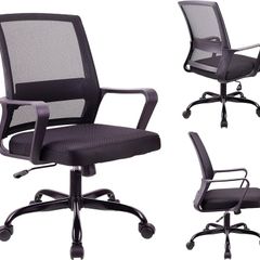Adjustable office chair, ergonomic mesh swivel seat, with lumbar support, height adjustment, 360 degree rotation, and tilt function, mesh backrest for home office(Black)