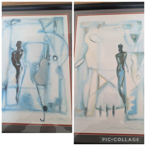 1980/90s Purchased via middle east Two Signed Alfred Gockel Abstract Figurative Artworks  Framed 1980s1990s