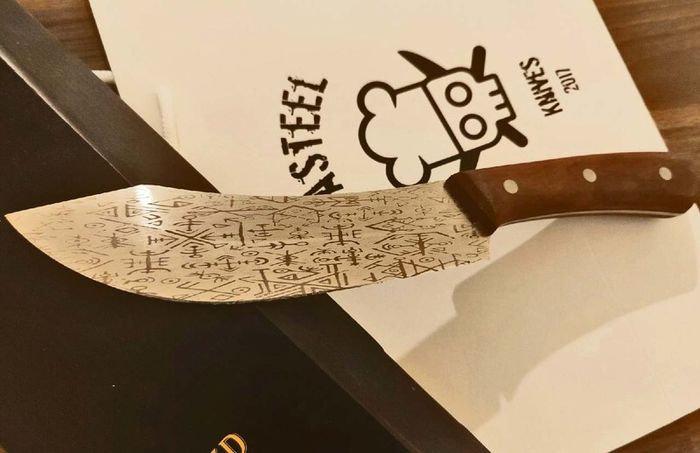 Kitchen Knife Persian style with Engraved viking symbols by Di'Casteel