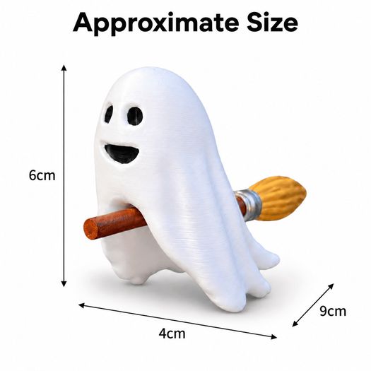Cute Ghost on a Broom - 3D - Halloween Decor