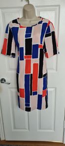 Gorgeous Blue, Peach, Red and Black Abstract Dress from Vero Moda size Medium (12)