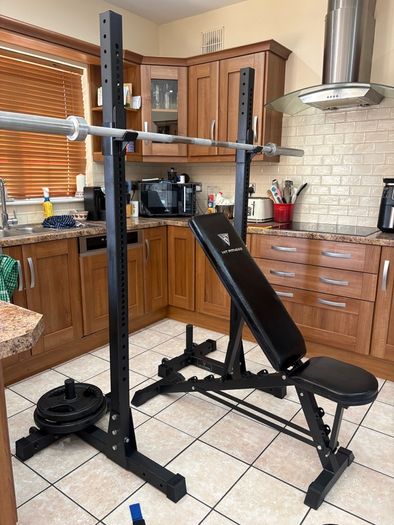Squat Stands Heavy (rated 350kg) + Gym Weight Set!