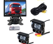 2 x Reversing Camera + 7" LCD Monitor Car Rear View Kit For Bus Truck 12V/24V