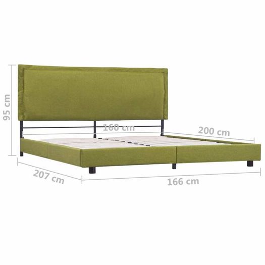 Bed Frame Green Fabric 150x200 cm