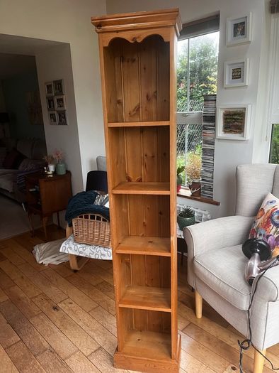 tall slim pine bookcase