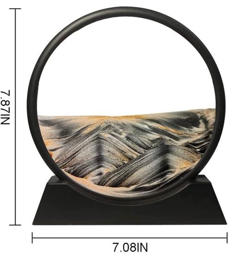 Flowing Sand Painting, Moving Sand Art Picture Round Glass 3D Deep Sea Sandscape in Motion Display Flowing Sand Frame, Relaxing Desktop Home Office Work Decor (FREE POSTAGE)