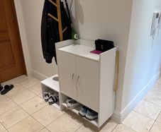 All-in-One Hallway Coat Rack & Shoe Cabinet with Bench - Perfect for Small Spaces!