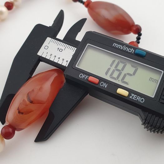 Vintage African Carnelian & Fresh Water Authentic Pearl Necklace