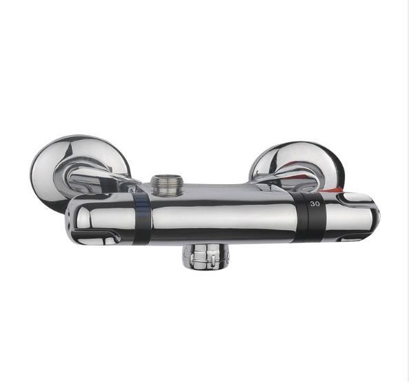 Full set Thermostatic Exposed Bar Shower Mixer Valve Tap Chrome Bottom 1/2" Outlet